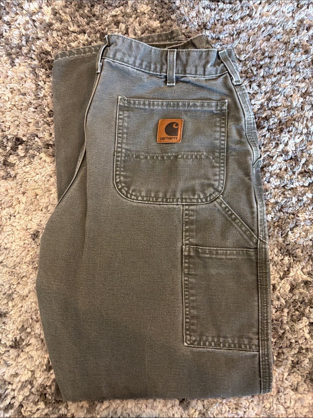 Carhartt Olive Green Work Pants style B11 size 34x32